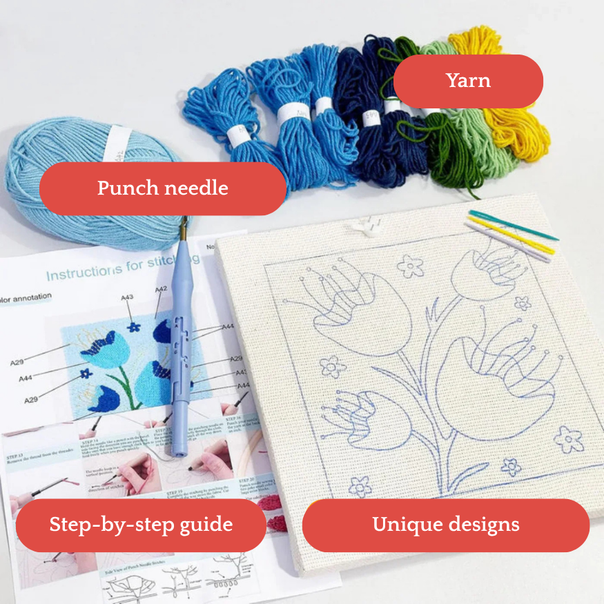 Beginner Punch Needle Kit: 6 Happiness Coasters